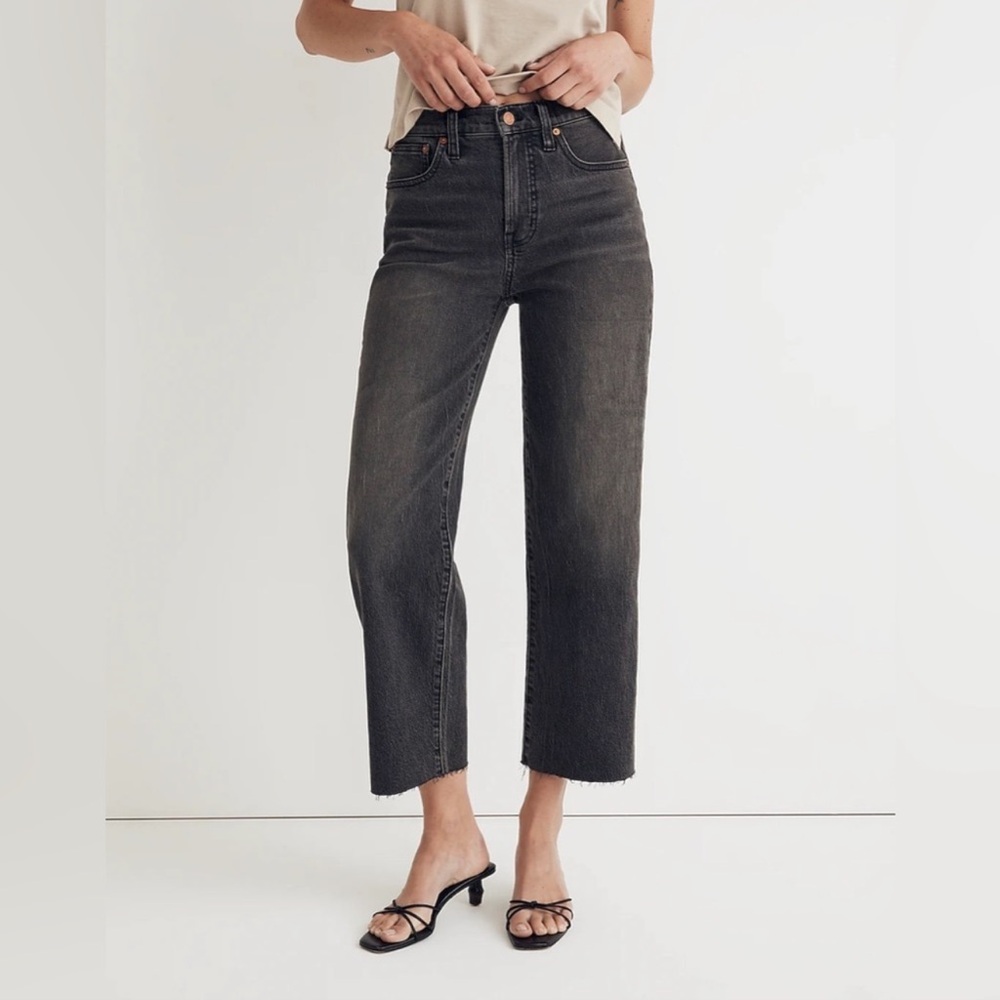 Madewell High-Rise Straight Crop Jeans in Washed Black
